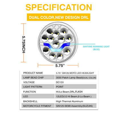 YAYE GN125 LED Motorcycle Headlight with DRL Function High Thermal Conductivity Aluminum Shell and 3030SMD Lamp Bead 743x312x310mm
