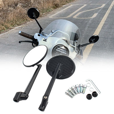 Long Pole Rearview Mirror Motorcycle Universal Retrofit Retro Round Mirror Carbon Fiber Rearview Reflector