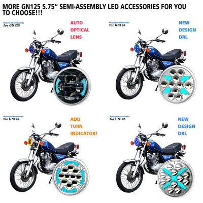 YAYE 5.75 Inch GN125 LED Accessory Red Skull Motorcycle High Low Beam DRL Headlight with Optical Lens